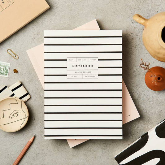 B&W Stripe Lay Flat Notebook (blank pages)