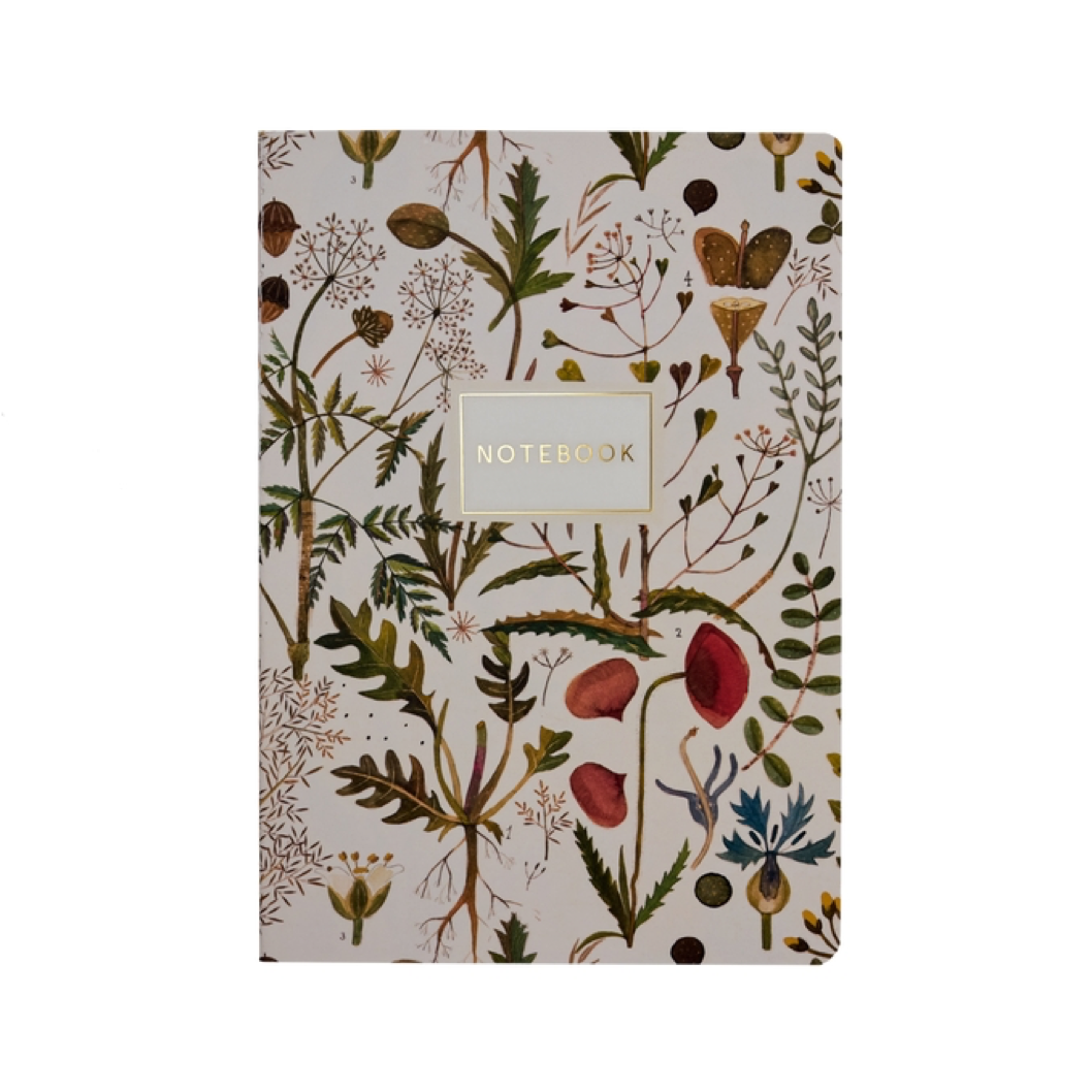 Greens and Flowers Slim Notebook (lined)